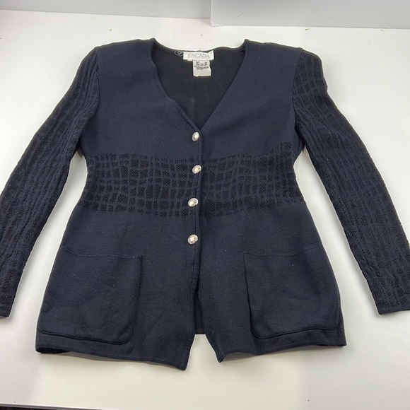 Vintage Escada classic navy blue cardigan - Picture 2 of 11